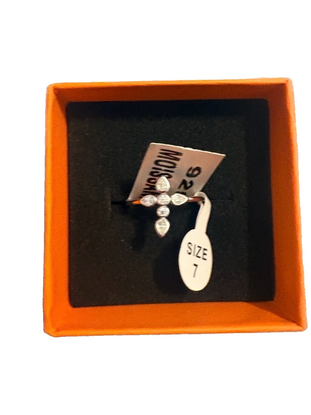 925 Sterling Silver Cross Ring 1.00 CTW CZ Crystal Size 7 NWT